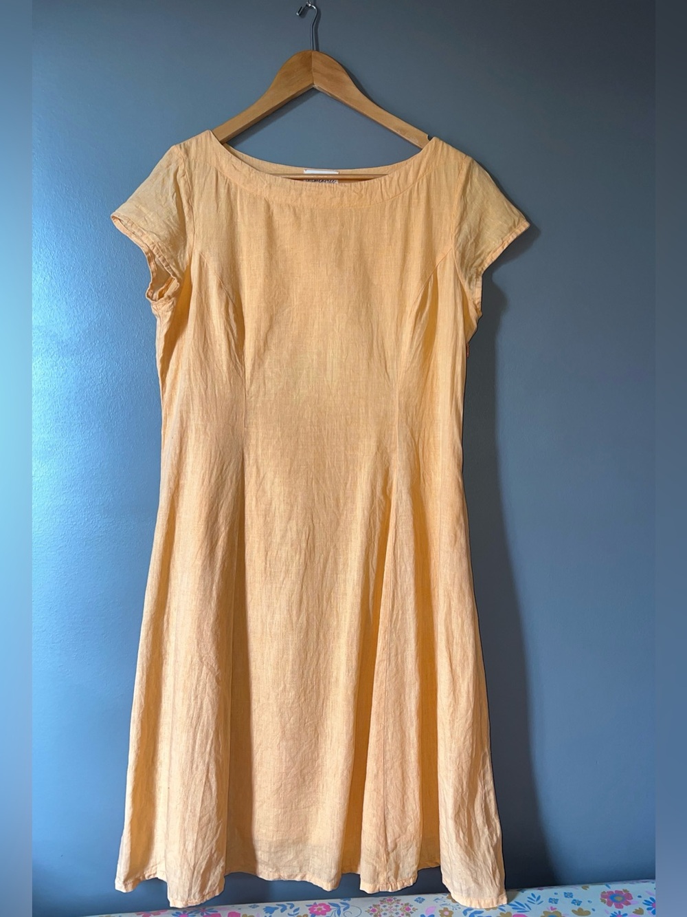 ellementree Light Peach Linen Cap-Sleeve A-Line Dress